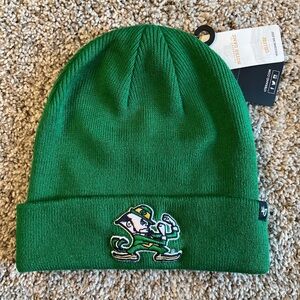 ‘47 NCAA NOTRE DAME FIGHTING IRISH KNIT HAT MENS GREEN CUFF BEANIE NEW CAP